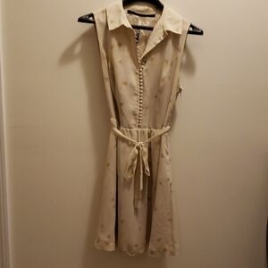 Kensie Tan Sheer Buttoned Sleeveless Dress